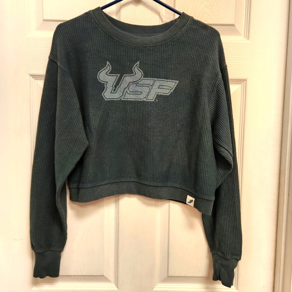 League Collegiate Wear USF Bulls Classic Corded Timber Crop Pullover - Picture 1 of 10